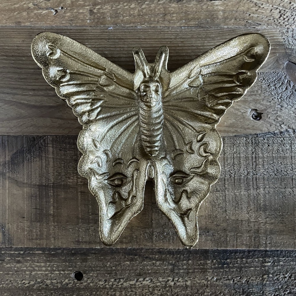 New THRESHOLD Gold Metal Moth Dish Barware Man Cave Speakeasy Home Decor NWT